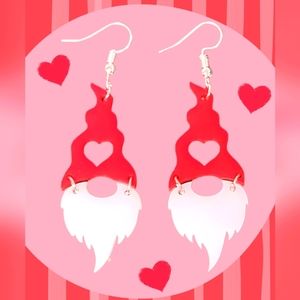 Handmade acrylic Gnome Valentine's Day earrings
